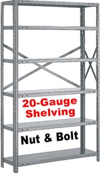 OPEN STEEL SHELVING 20-GAUGE NUT & BOLT, 5-SHELF UNIT