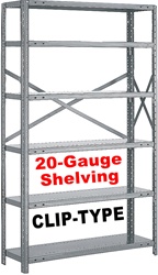 OPEN STEEL SHELVING 20-GAUGE "CLIP-TYPE", 5-SHELF UNIT