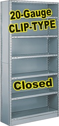 CLOSED STEEL SHELVING 20-GAUGE CLIP-TYPE, 5-SHELF UNIT