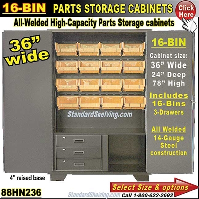 88HN236 / 16-Bin Heavy-Duty Storage Cabinet