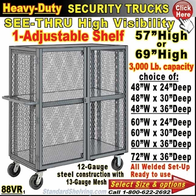 88VR / Heavy-Duty See-Thru Security Trucks Adjustable Shelf