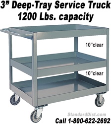 3" DEEP SHELF/TRAY SERVICE STOCK CARTS & TRUCKS (99LN) 1200 LB. CAPACITY