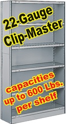 CLOSED CLIP-MASTER STEEL SHELVING 22-GAUGE, 5-SHELF UNITS (BX1C22)