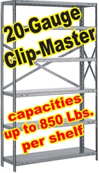 OPEN CLIP-MASTER STEEL SHELVING 20-GAUGE, 5-SHELF UNITS