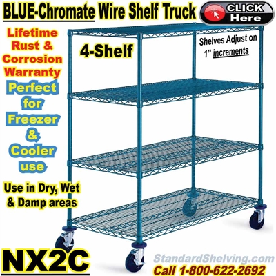 Blue-Chromate Wire 4-Shelf Trucks 70