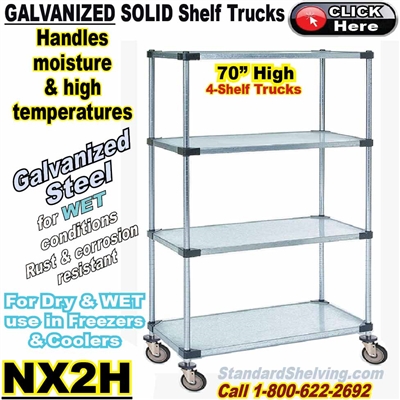 Galvanized Solid Steel 4-Shelf Trucks, 70