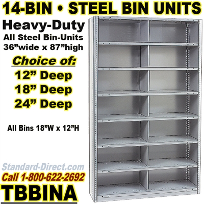 STEEL BIN UNIT WITH 14-OPENINGS, UNIT 87"HIGH (TBA)