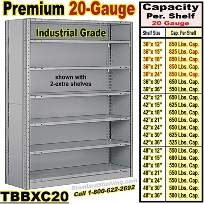 (25A) 20 gauge Closed Steel Shelving / Clip-Type / TBBXC20